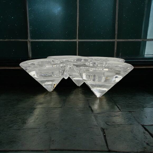 Modern Crystal Votive Candle Holder–5 Cone Geometric Design–Glass Tealight - Picture 8 of 9